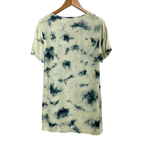 ZARA Batik Tie-Dye Viscose Tunic Top Blue White Abstract Dye- Size Small - Picture 2 of 9